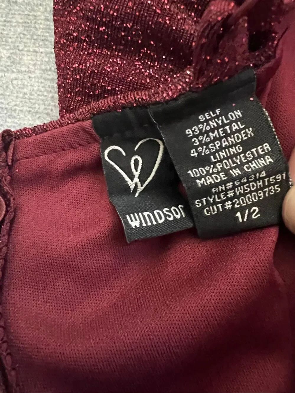 Windsor Burgundy Wine Keira Glitter Knit High Slit Formal Dress Size 1 / 2 - Picture 6 of 10